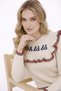 Women's Knitwear Sweater Ecru Ruffle Detailed Embroidered Crew Neck Long Sleeve Stylish Casual Sweater - 3