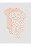 Ecru Baby Girl Short Sleeve Snap Fastener Bodysuit 2-Pack