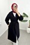 Elastic Sleeve Belted Lined Trench Coat - Black - 2