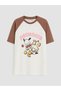 Alita City Lcw Kids White Combed Cotton Printed Short Sleeve Girls' T-Shirt with Difference in Color