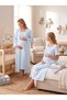 New Season Blue Muslin Fabric Buttoned Breastfeeding Compatible Design Short Sleeve 100% Cotton Maternity Nightgown Set of 2 - 4