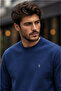 Men's Indigo Basic Crew Neck Relaxed Sweatshirt - 2