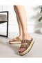 Women's double buckle stone detailed thick sole daily comfortable slippers - 4