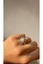 Silver Color White Opal Stone Sun Women's Steel Adjustable Stress Ring - 2