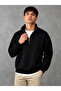 Men's Stand Collar Oversize Fit Compact Combed Cotton 3 Thread Sweatshirt