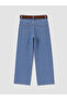 Xside Blue Belted Straight Fit Women's Jean Trousers - 6