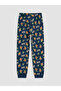 Ozmarka New Season Navy Blue Printed Boys' Pajama Set - 5
