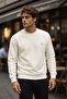 Men's White Basic Crew Neck Relaxed Sweatshirt - 5