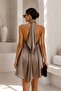 Turtleneck Back Cutout Detailed Satin Women's Mini Dress 52125051 - 2