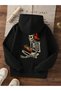 Children's Playing Skeleton Printed Hoodie Hooded Sweatshirt Combed Cotton Fabric 3 Yarns Raised Pattern Unisex Winter Sweatshirt - 3