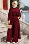 Triple Combed Cotton Suit Burgundy Hm2954 - 2