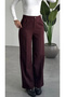 Women's Cherry High Waist Double Pleated Palazzo Fabric Pants Flowy Wide Leg Casual Stylish Office Trousers