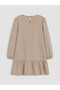 Özmarka New Season Brown Bow Detailed Girls' Dress - 5