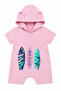 Hooded Ocean Printed Short Sleeve Unisex Baby Rompers 10231 - 2
