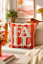 Punch Embroidered Throw Pillow Cover - 43*43 cm - Striped Orange Fall - Pnk001