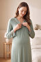 Mirella Maternity and Postpartum Lace Detailed Nightgown Suitable for Breastfeeding - 3