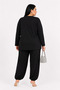 Large Size Stone Embellished Black Viscose Lycra Women's Top and Bottom Set - 2