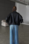 Oversized Leather Jacket with Pocket Belt Detail - 3