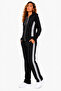 Women's Cotton Hooded Stripe Detailed Zippered Tracksuit Set Black-8525