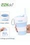 Foldable Coffee Cup Portable Foldable Travel Cup 450ml Durable And Reusable Camping Bottle Bpa-free Silicone Pocket Mug With Straw And Lid For Travel Outdoor Hiking Blue - 3