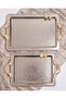 Silver Rectangle Metal Tray Set (2 Piece)