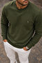 Men's Khaki Basic Crew Neck Relaxed Sweatshirt - 3