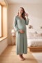 Mirella Maternity and Postpartum Lace Detailed Nightgown Suitable for Breastfeeding - 4