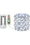 أضواء زينة USB، عبوة واحدة، 33 قدم/10 متر، أبيض، 100 مصباح LED، سلسلة أضواء سلكية نحاسية تعمل بـUSB مع جهاز تحكم عن بعد، 8 أوضاع إضاءة