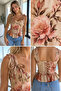 Gülseli Floral Patterned Back Drawstring Corset Blouse - 4