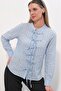 Women's Front-Tie Striped Shirt 1561 - Blue