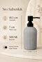 Vovy Striped Glass Soap Dispenser 500 ml – Modern Liquid Soap and Detergent Dispenser with Black Pump - 18.5 cm X 7 cm - 4