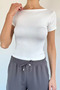 Women's Boat Neck Lycra Blouse - 2