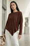 Gülseli Women's Pleated Asymmetrical Cut Blouse - 5