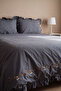 Anthracite Garbera 100% Cotton Embroidered Duvet Cover Set - 4 Pieces - 3