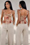 Gülseli Floral Patterned Back Drawstring Corset Blouse - 6