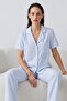 Regular V-Neck Casual Blue Pajama Set