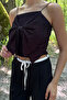 Women's Blouse with Rope Straps and Bow - 3