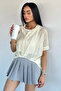 Women's Crop Athlete-Style Patterned Blouse - 2
