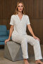 Loose Fit V-Neck Knitted Snow White Pajama Set - 4