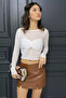 Women's Twisted Detailed Transparent Blouse - 2