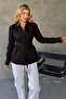 Women's Belted Double Breasted Collared Long Sleeve Stylish Shirt Blouse - 2