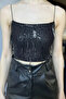 Women's Rope Strap Sequin Embroidered Crop Top Blouse - 4