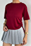 Women's Crew Neck Blouse with Side Gather Detail - 3