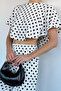 Women's Crew Neck Polka Dot Bat Sleeve Blouse - 3