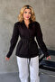 Women's Belted Double Breasted Collared Long Sleeve Stylish Shirt Blouse - 3