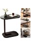 Taimi End Table, Wood and Metal, C-Shaped, Space-Saving, Multifunctional, Easy-Clean, Multifunctional, B - 2
