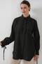 Women's Ruffled Long Shirt Tunic 1566 - Black - 3