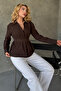 Women's Belted Double Breasted Collared Long Sleeve Stylish Shirt Blouse - 4