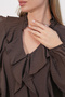 Women's Ruffle Detailed Long Sleeve Shirt 1563 - Brown - 5