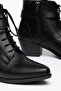Women's Western Cowboy Lace-Up Buckle Zipper Thick Heeled Boots - 2
